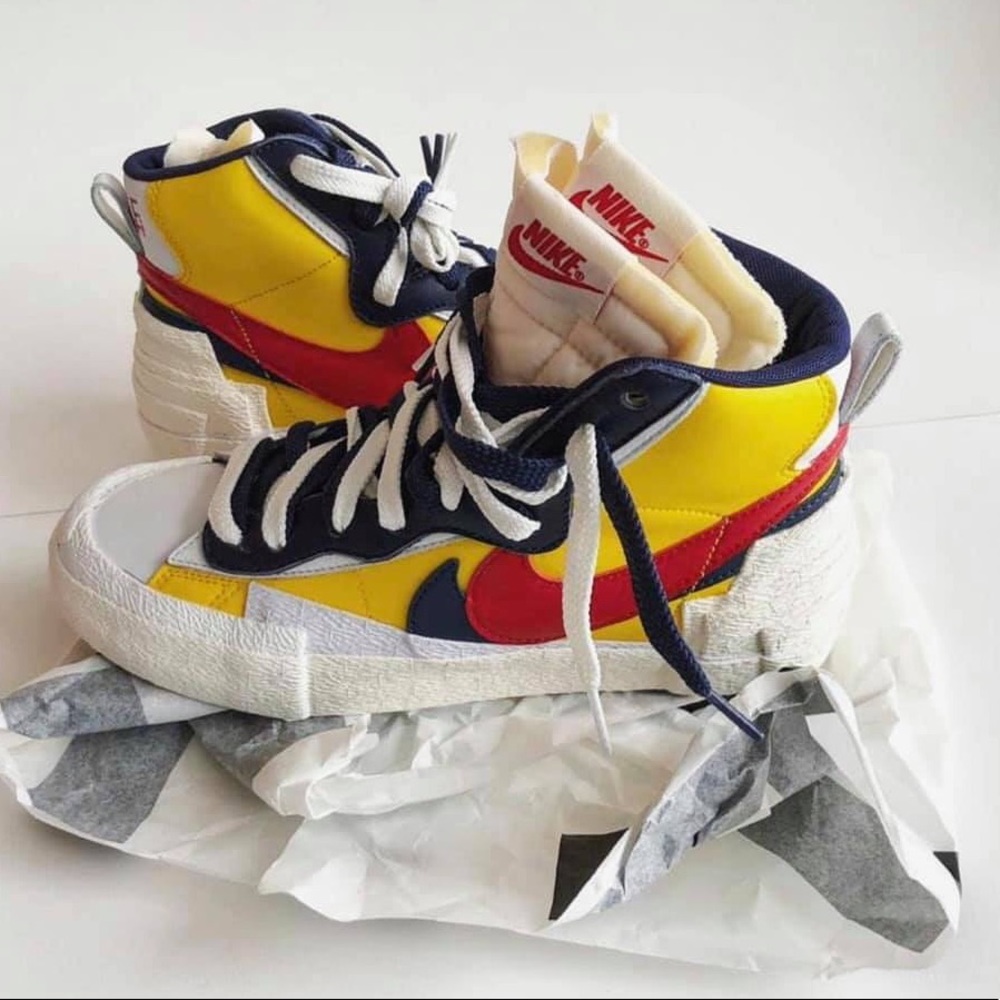 Sacai x Nike Blazer Mid Yellow Blue size 7 US wmns